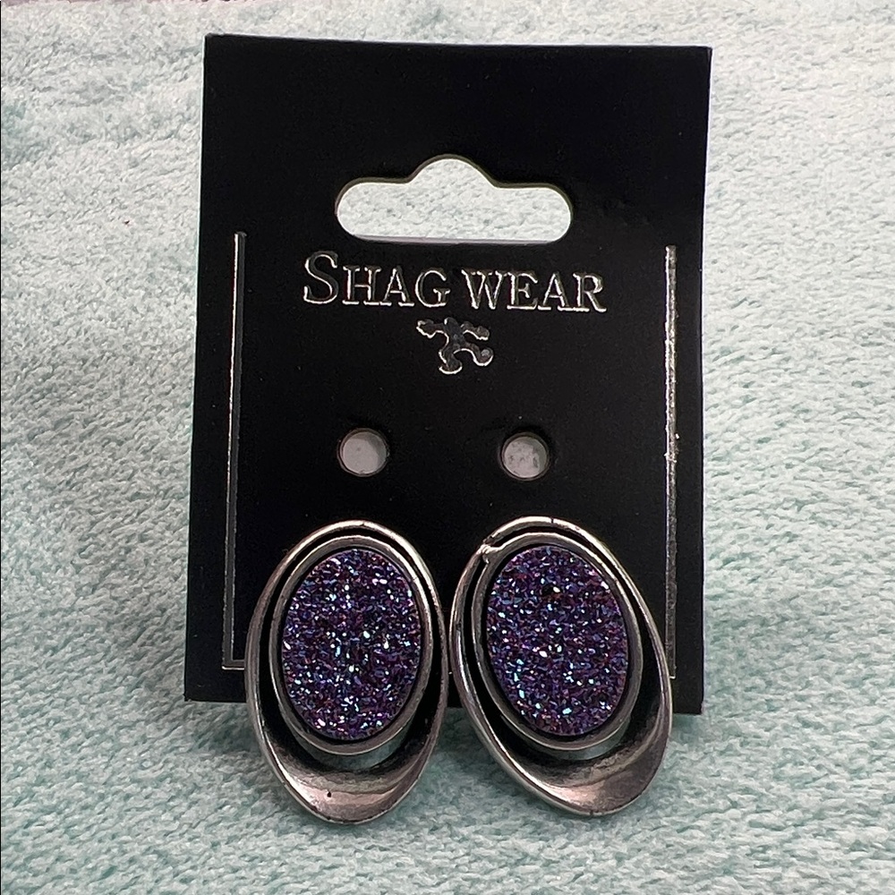 Silver and Purple Glitter Earrings